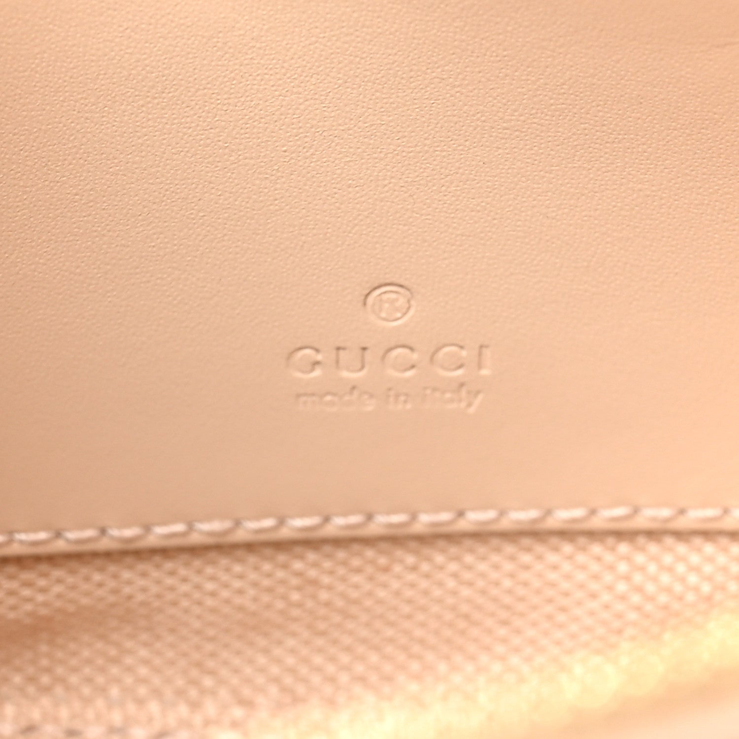 Gucci Calfskin GG Super Mini Debossed Chain Wallet Light Beige 5 of 10