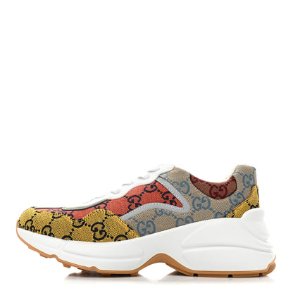 Gucci Monogram Multicolor Demetra Womens Rhyton Sneakers 36 Yellow Blue Great White Tabasco 1 of 8