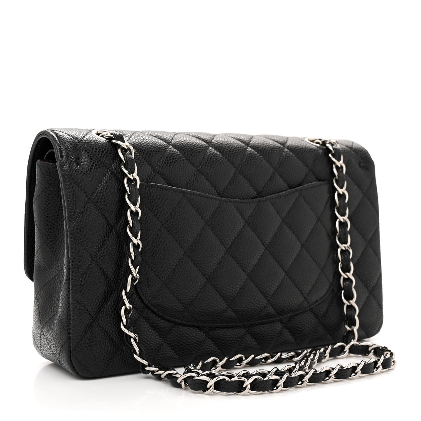 Caviar Quilted Medium Double Flap Black