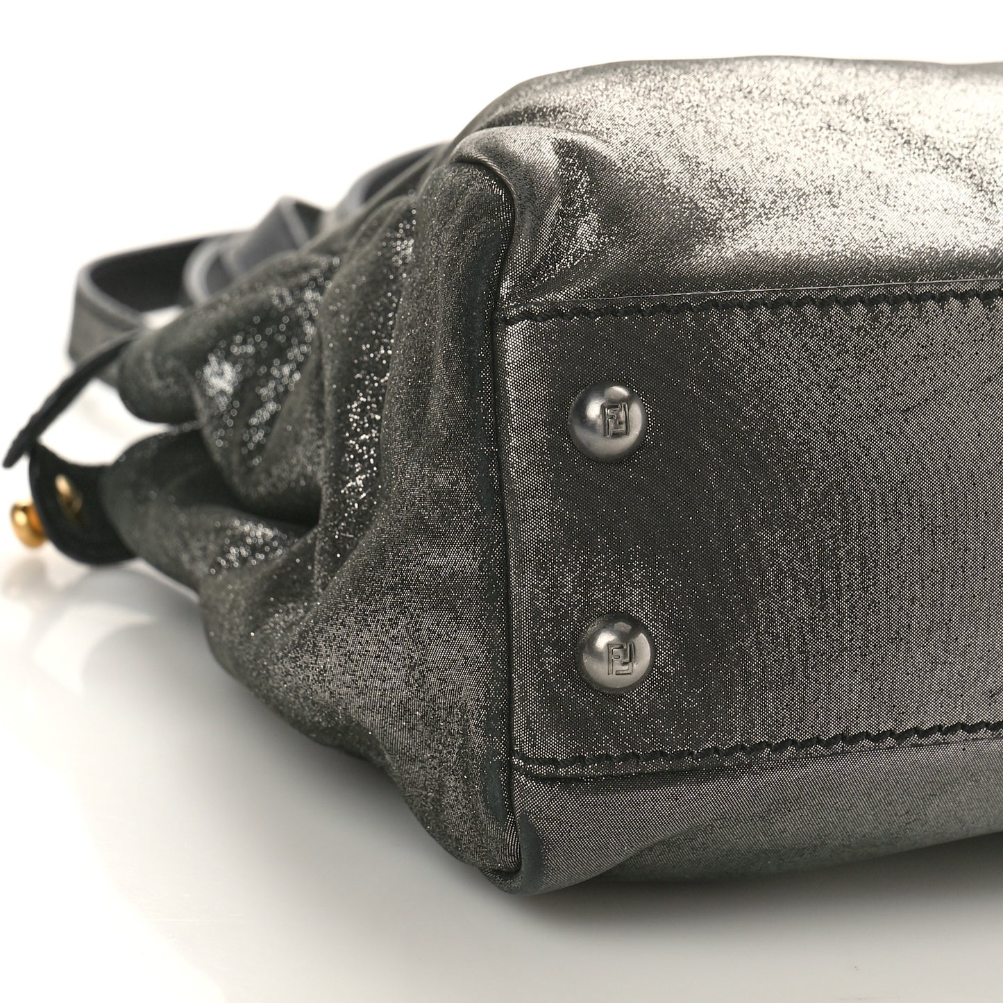 Metallic Fan Vitello Medium Peekaboo Iconic Satchel Silver