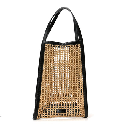 Khaite Raffia Calfskin June Cutout Palm Tote Natural Black 1 of 9