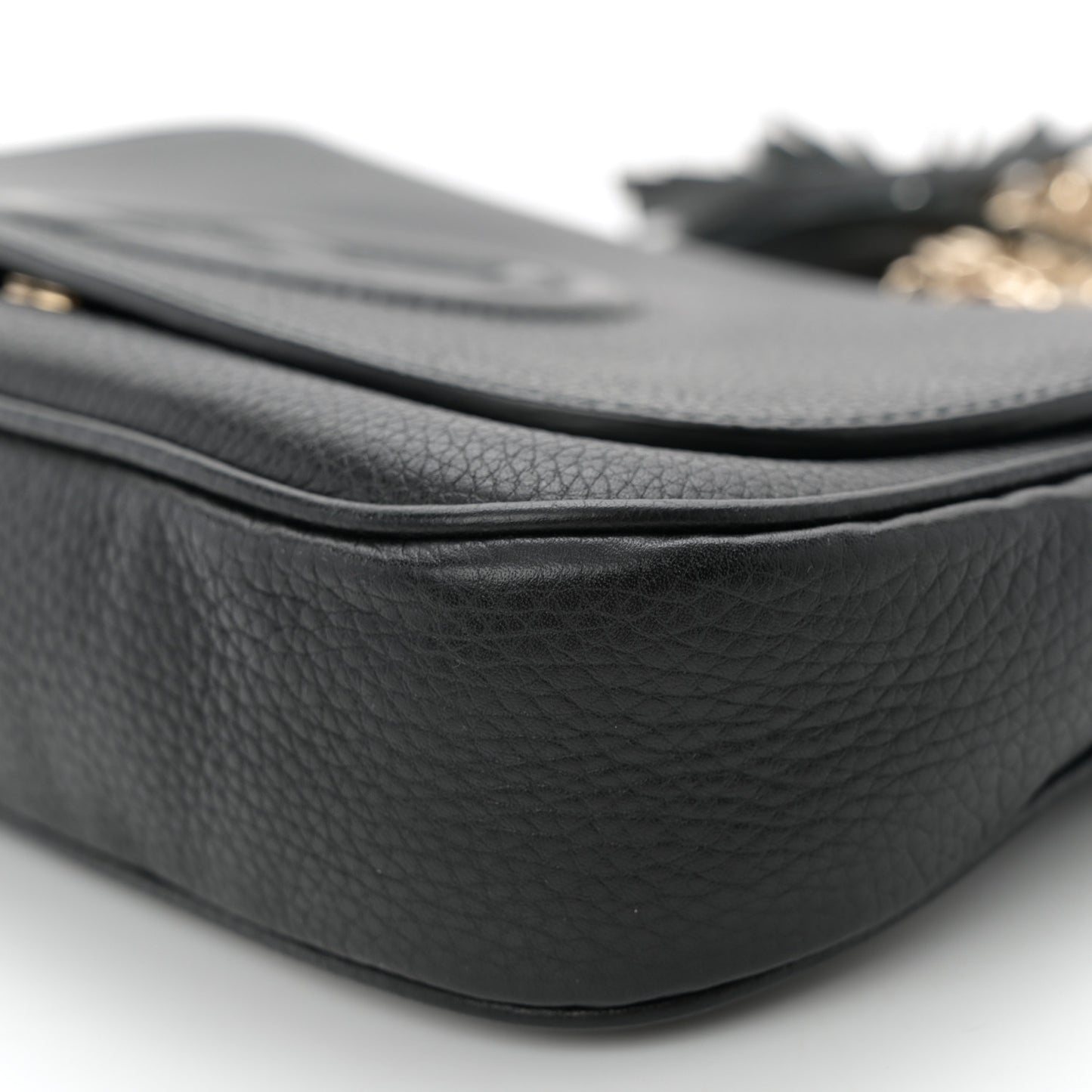 Pebbled Calfskin Medium Soho Flap Crossbody Black