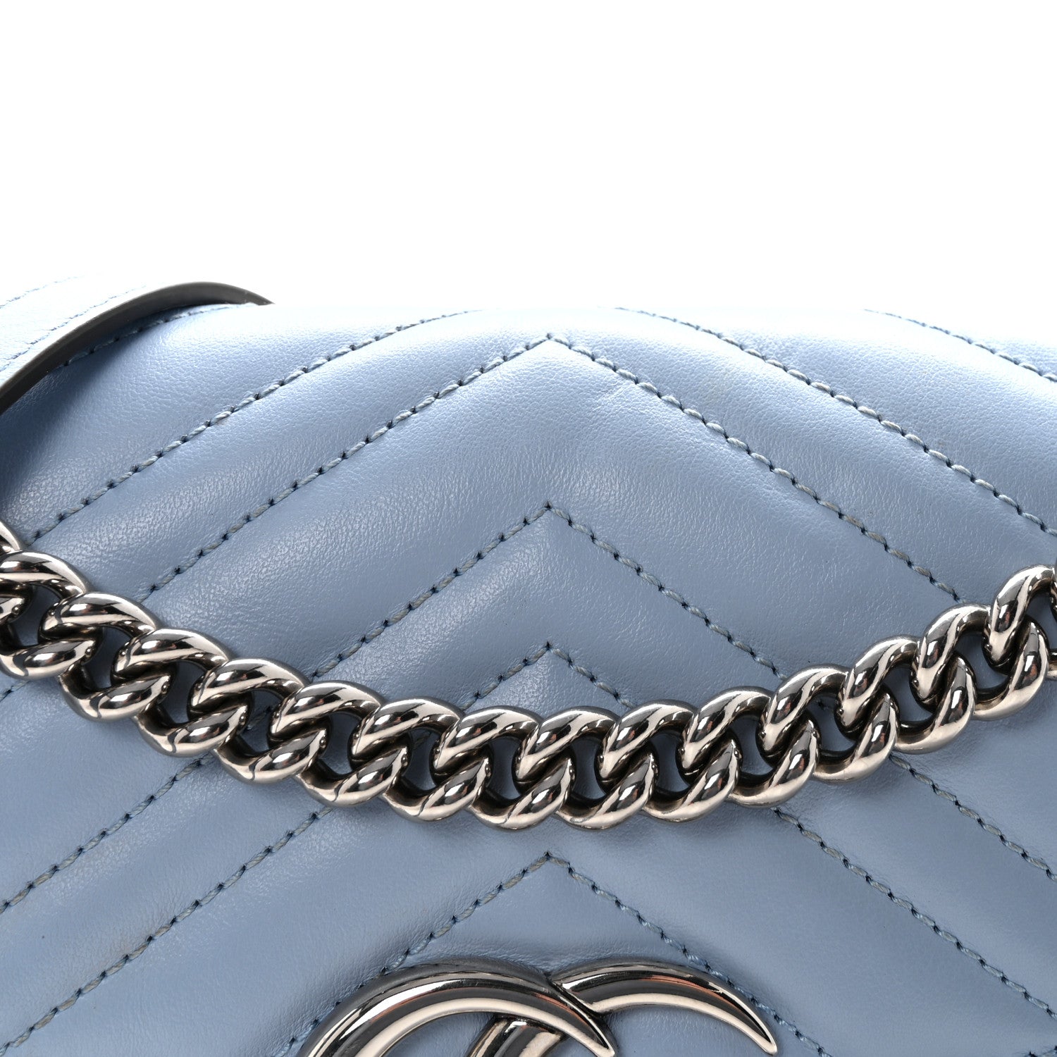 Gucci Calfskin Matelasse Small GG Marmont Shoulder Bag Porcelain Light Blue 8 of 10