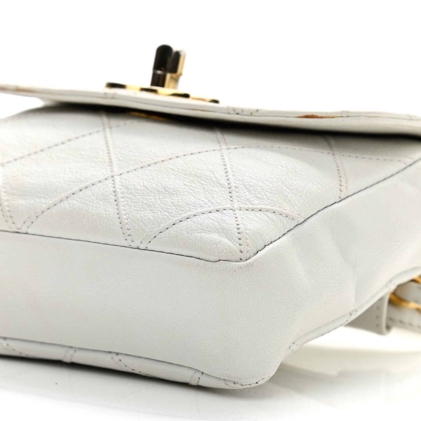 Lambskin Quilted Flap Waist Belt Bag 70 28 White