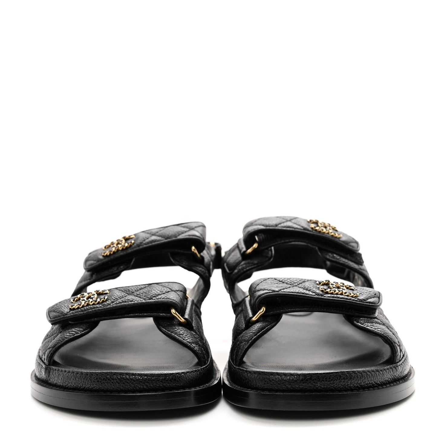 Grained Calfskin Velcro Dad Sandals 39.5 Black