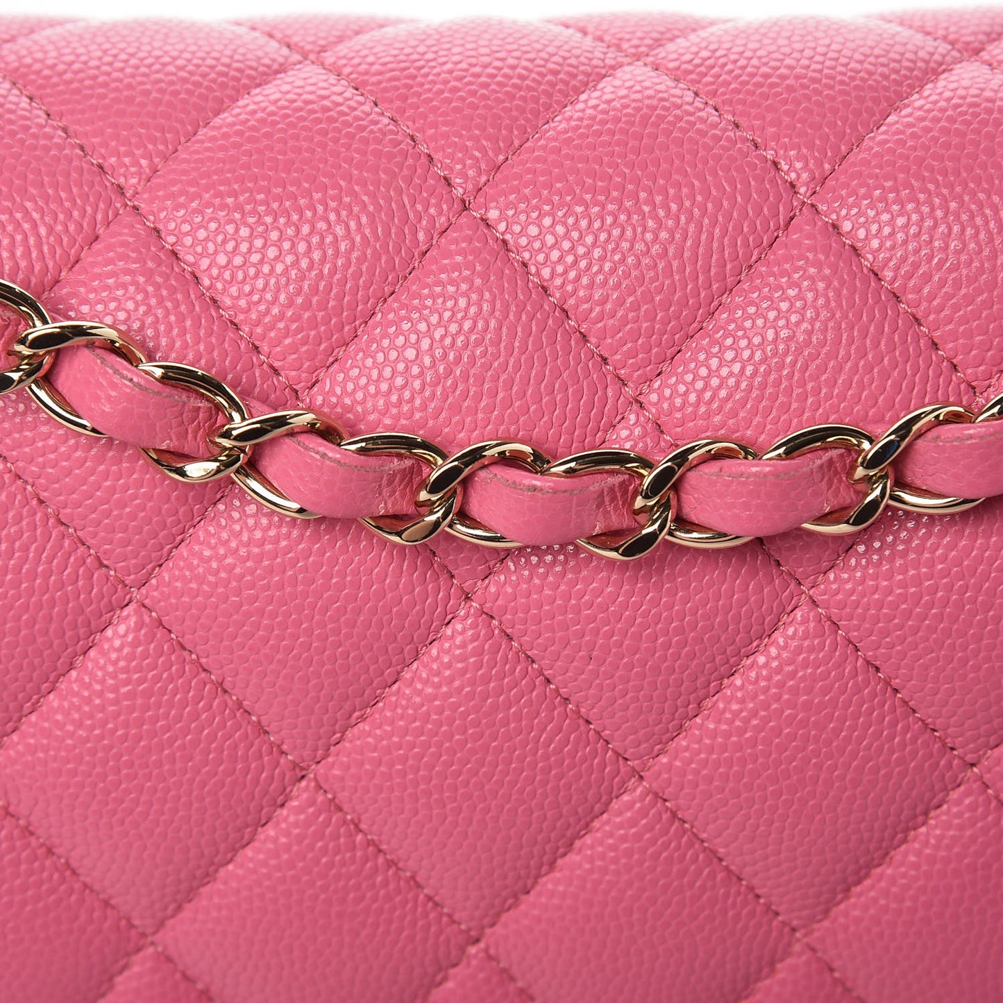 Caviar Quilted Medium Double Flap Pink