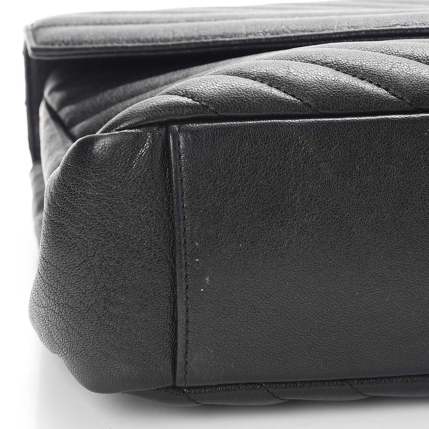 Sheepskin Matelasse Chevron Monogram Monochrome Large College Satchel Black