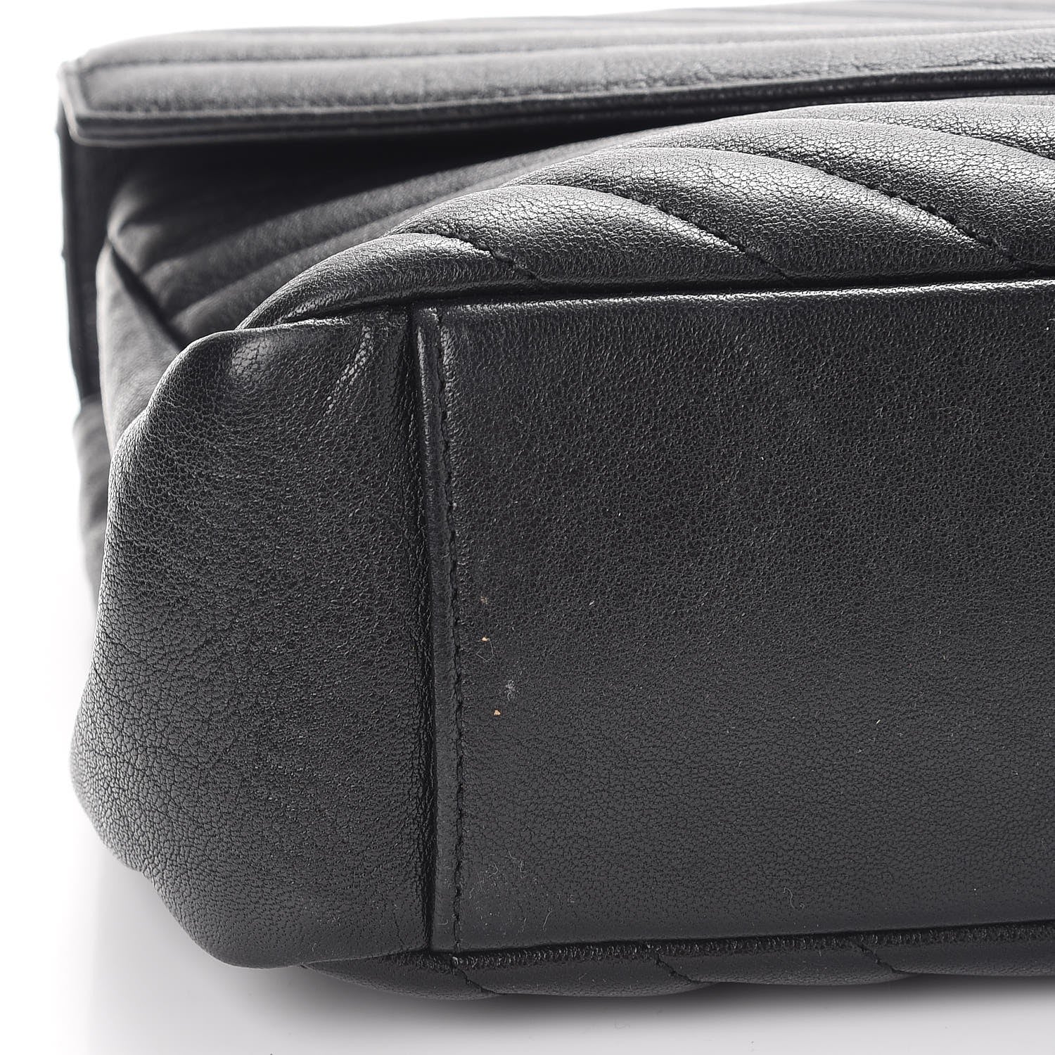 Saint Laurent Sheepskin Matelasse Chevron Monogram Monochrome Large College Satchel Black 10 of 12