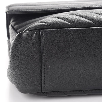 Saint Laurent Sheepskin Matelasse Chevron Monogram Monochrome Large College Satchel Black 10 of 12
