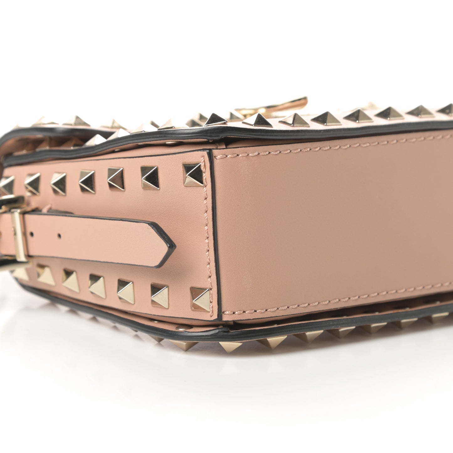 Vitello Small Rockstud Flap Saddle Bag Soft Noisette