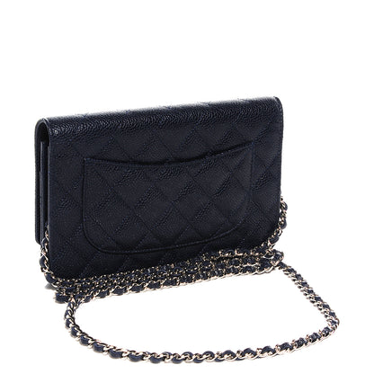 Chanel Caviar Quilted Wallet on Chain WOC Navy Blue 3 of 9