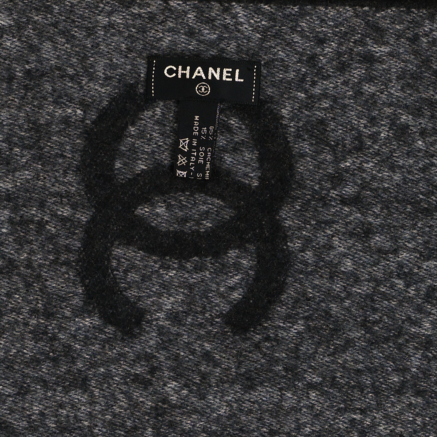 Chanel Cashmere CC Fringe Stole Grey Dark Grey 4 of 4