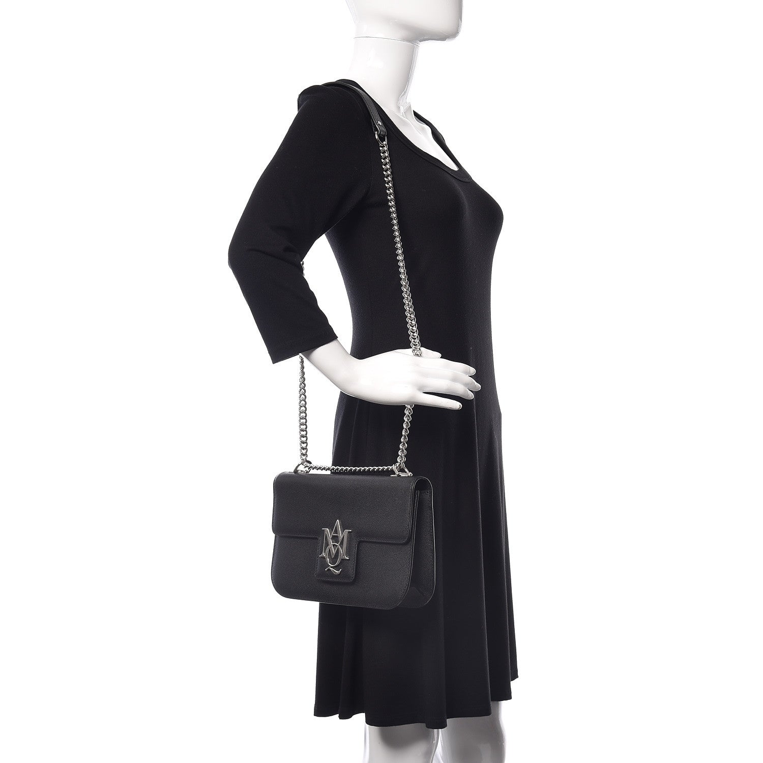 Alexander McQueen Grained Calfskin Medium Insignia Flap Black 2 of 10