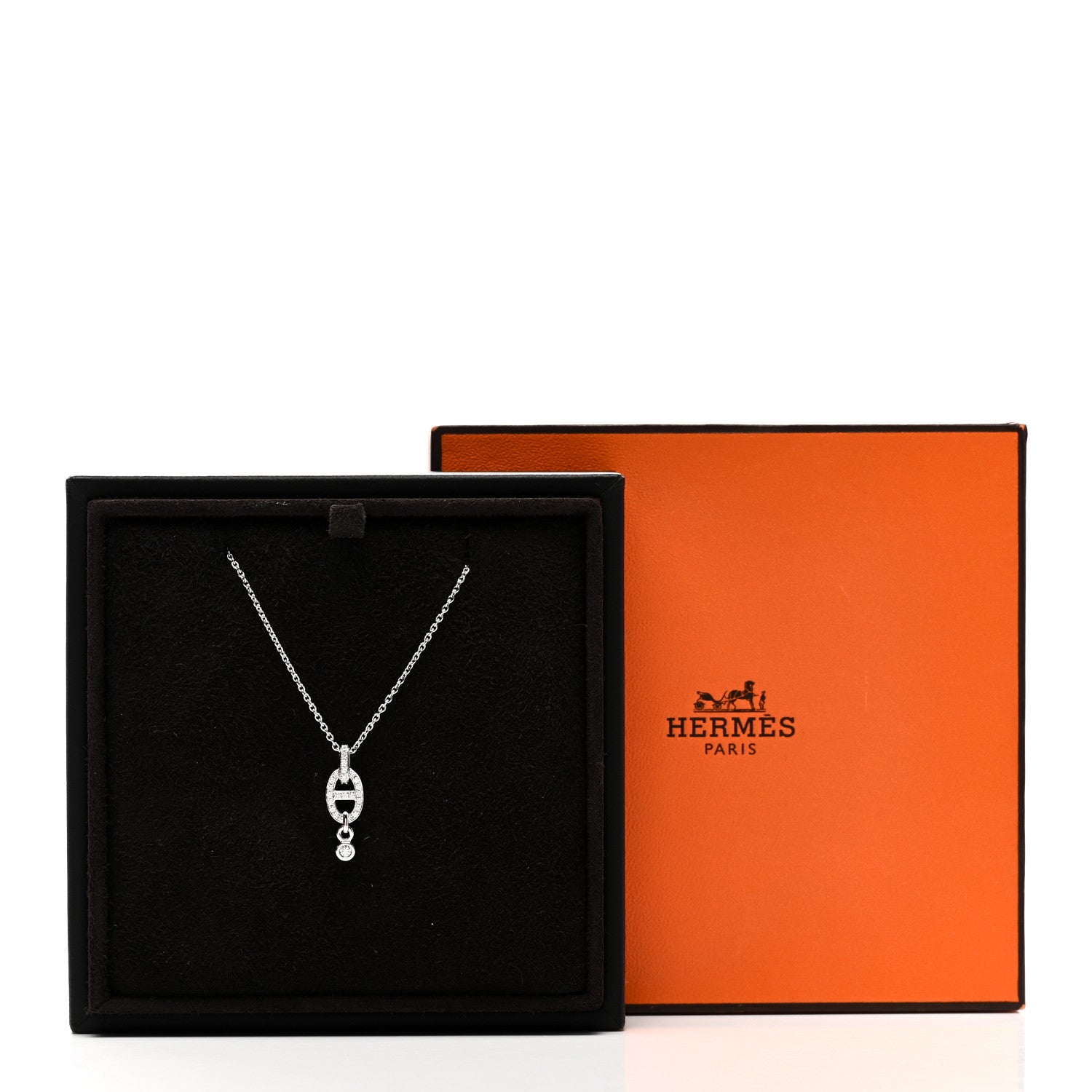 Hermes 18K White Gold Diamond PM Chaine d'Ancre Enchainee Necklace 5 of 5