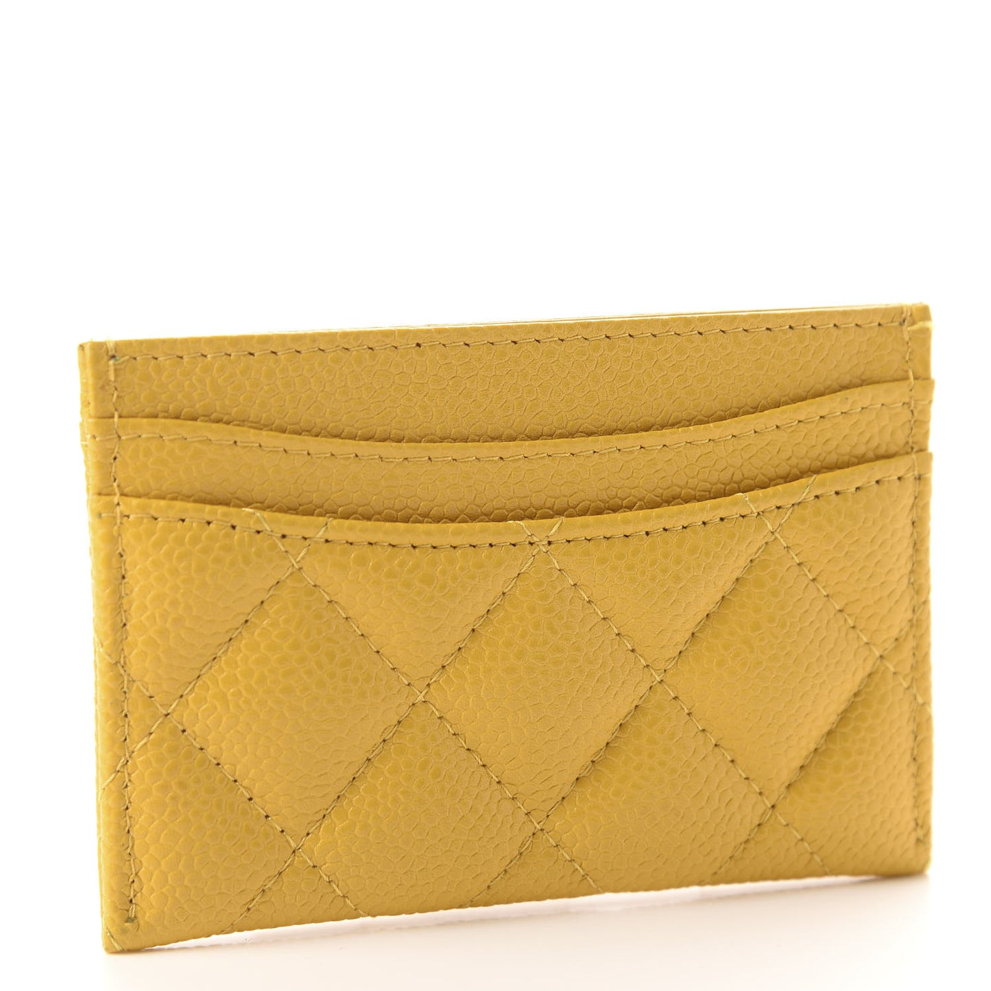 Caviar Quilted Card Holder Yellow