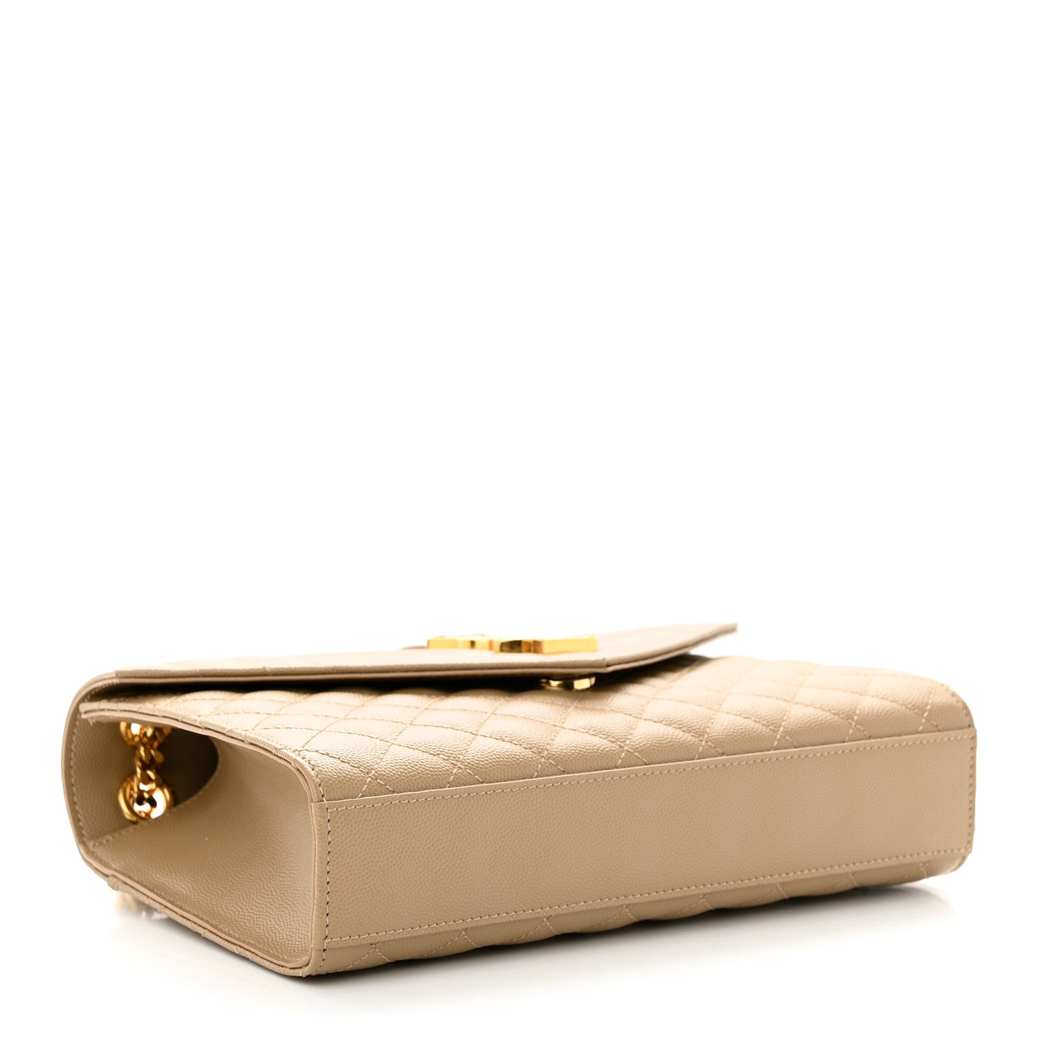 Saint Laurent Grain De Poudre Textured Mixed Matelasse Medium Triquilt Monogram Satchel Dark Latte 4 of 12
