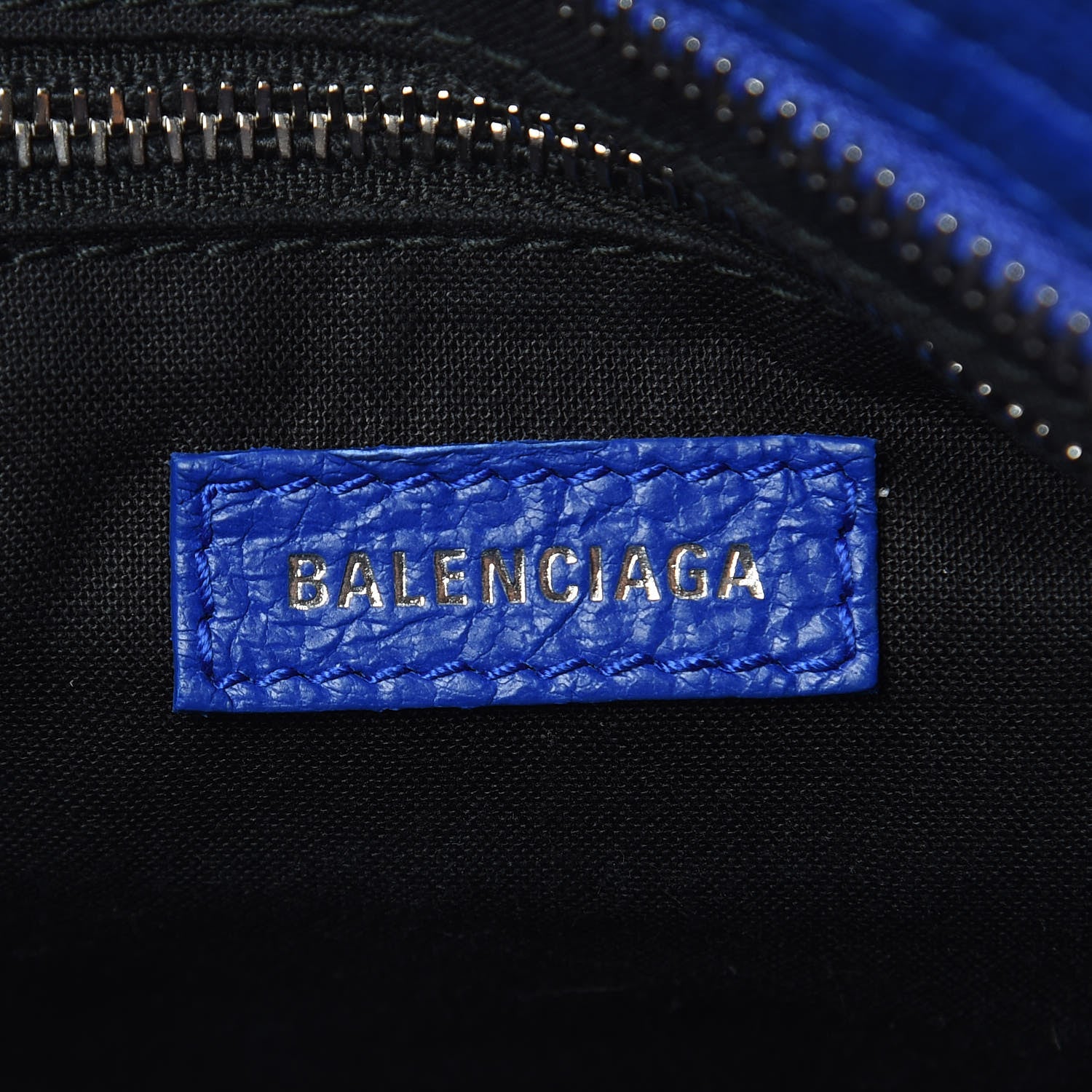 Balenciaga Agneau Classic Silver Hardware Mini City Logo Strap Bleu Electric Black 6 of 10