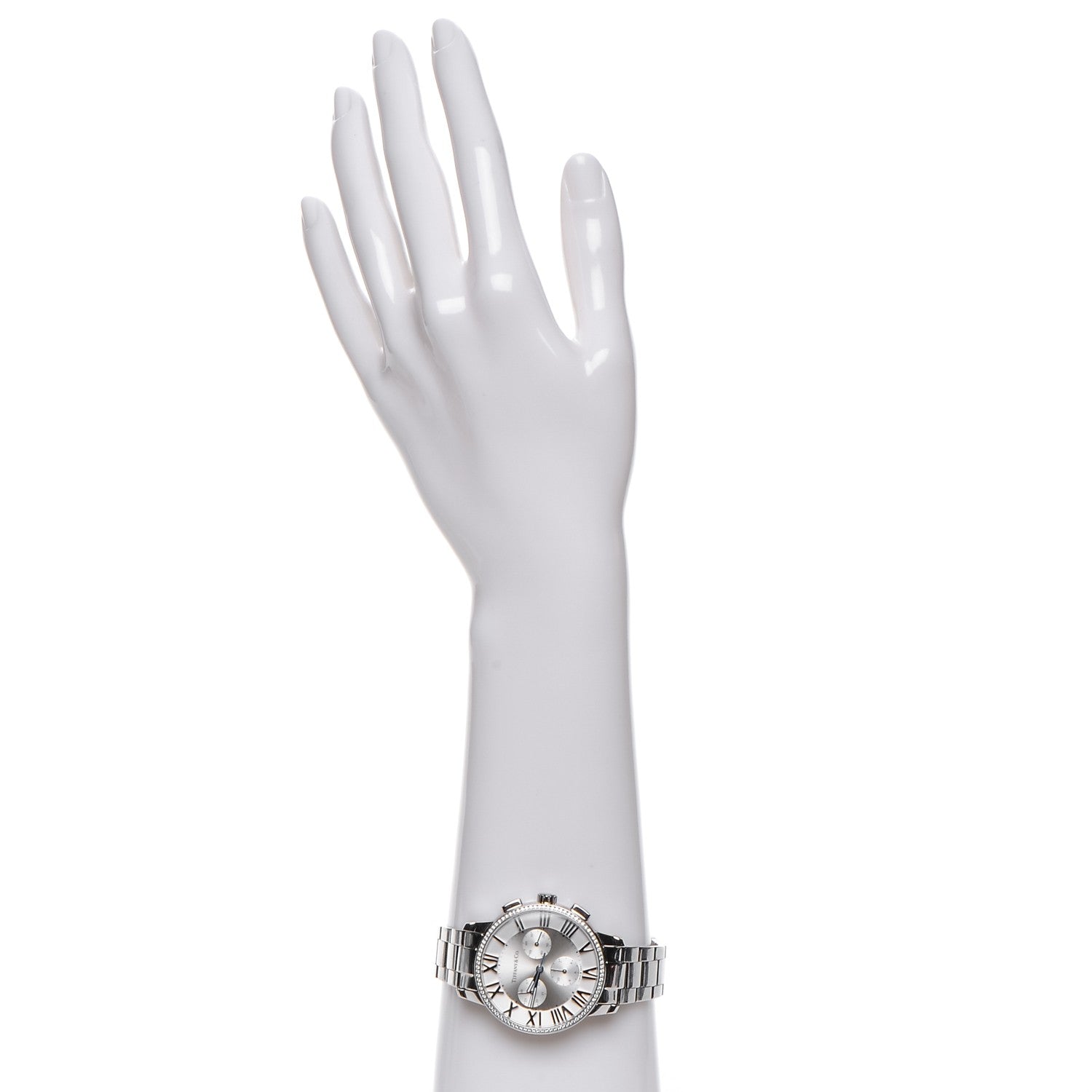 Tiffany Stainless Steel Diamond Bezel 36mm Atlas Dome Chronograph Quartz Watch 2 of 8