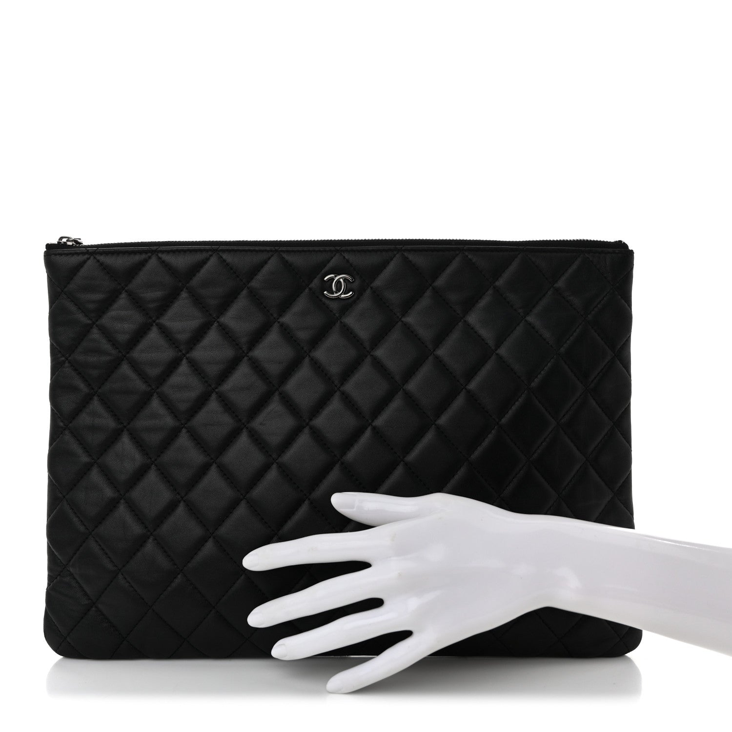 Chanel Lambskin Quilted Large Cosmetic Case Black 2 of 8