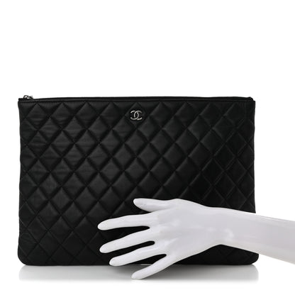 Chanel Lambskin Quilted Large Cosmetic Case Black 2 of 8