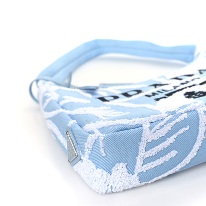 Prada Nylon Embroidered Drill Mini Re-Edition 2000 Bag Sky Blue White 7 of 8