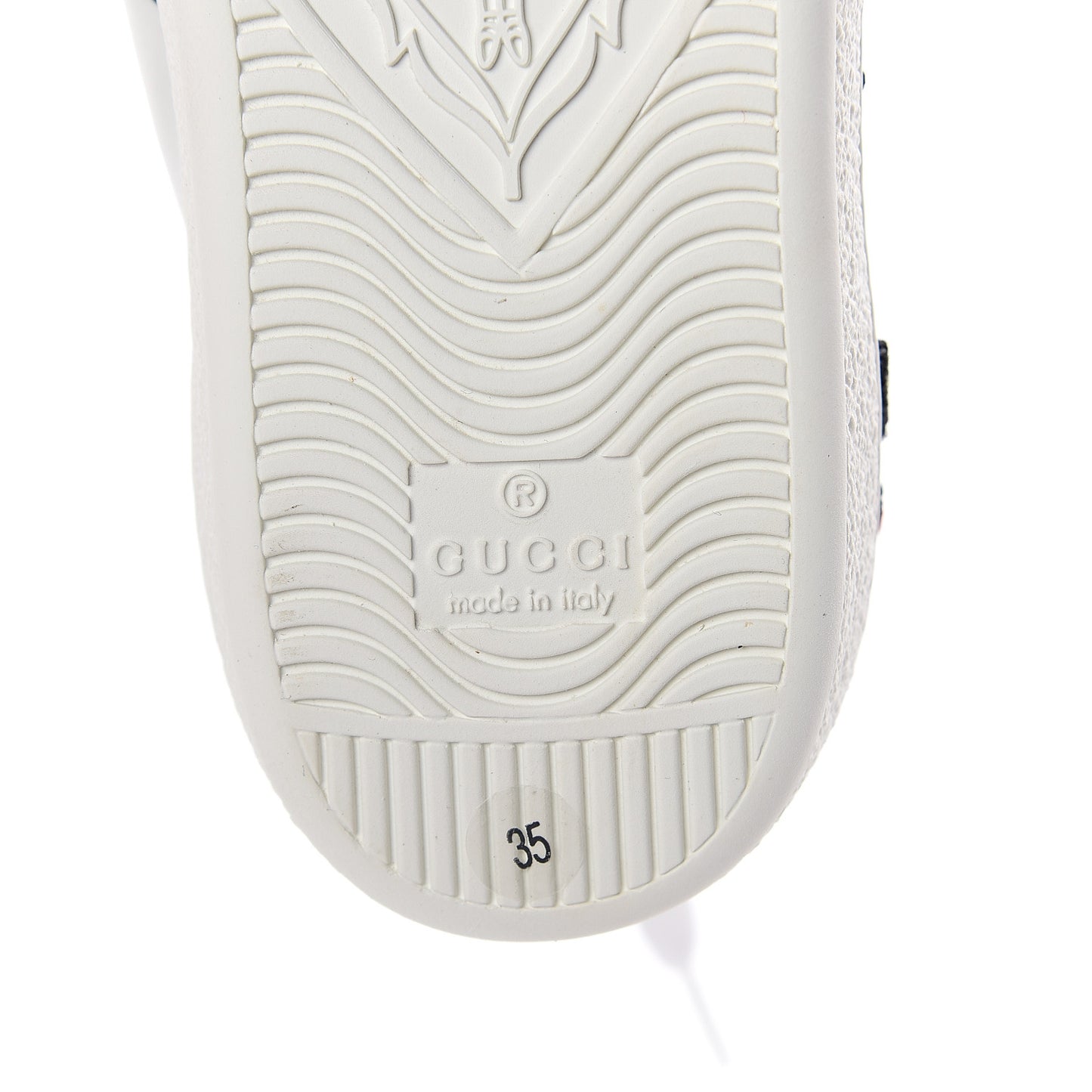 Calfskin Web Floral Embroidered Ace Sneakers 35 White
