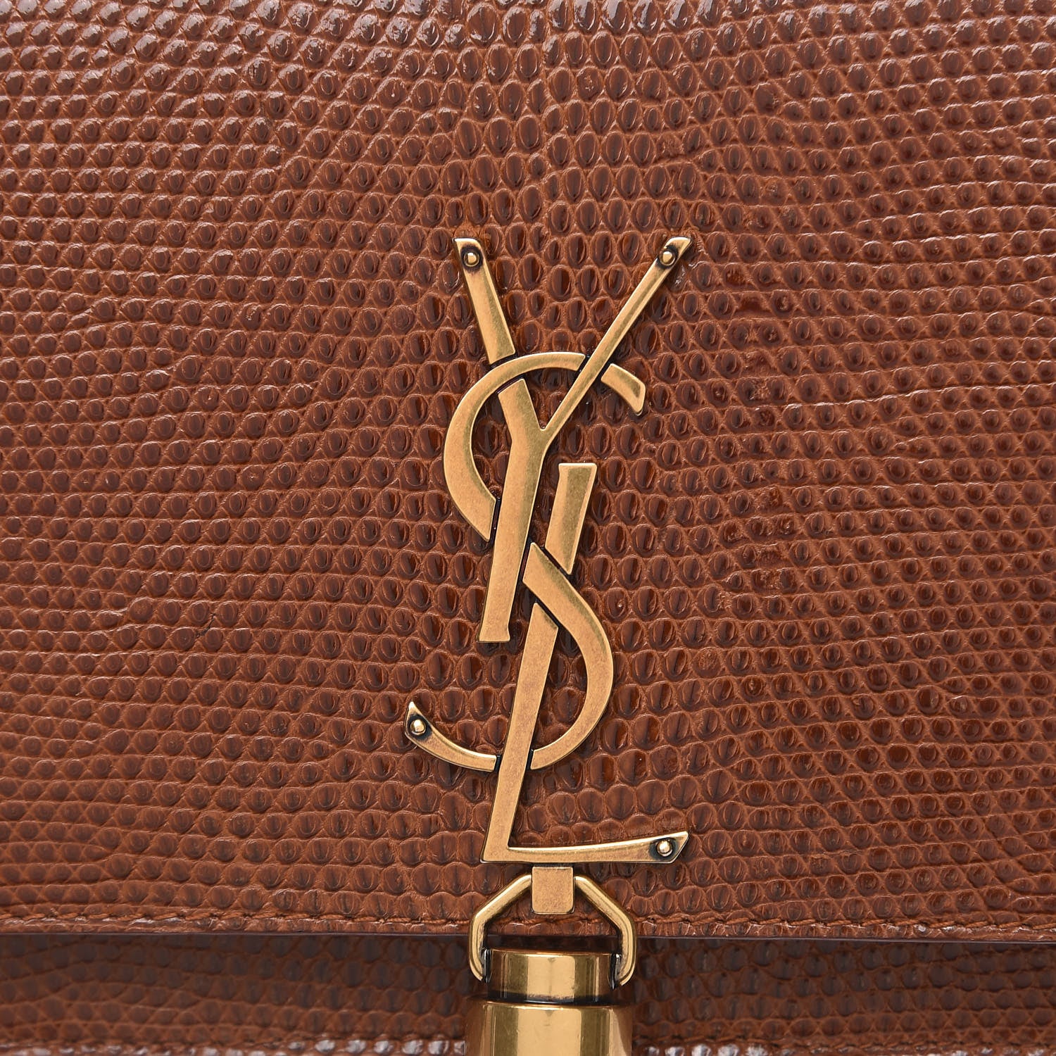 Saint Laurent Lizard Kate Monogram Tassel Chain Wallet Cognac 10 of 11