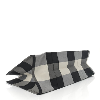 Christian Dior Canvas Checkered Book Tote Black White 3 of 8