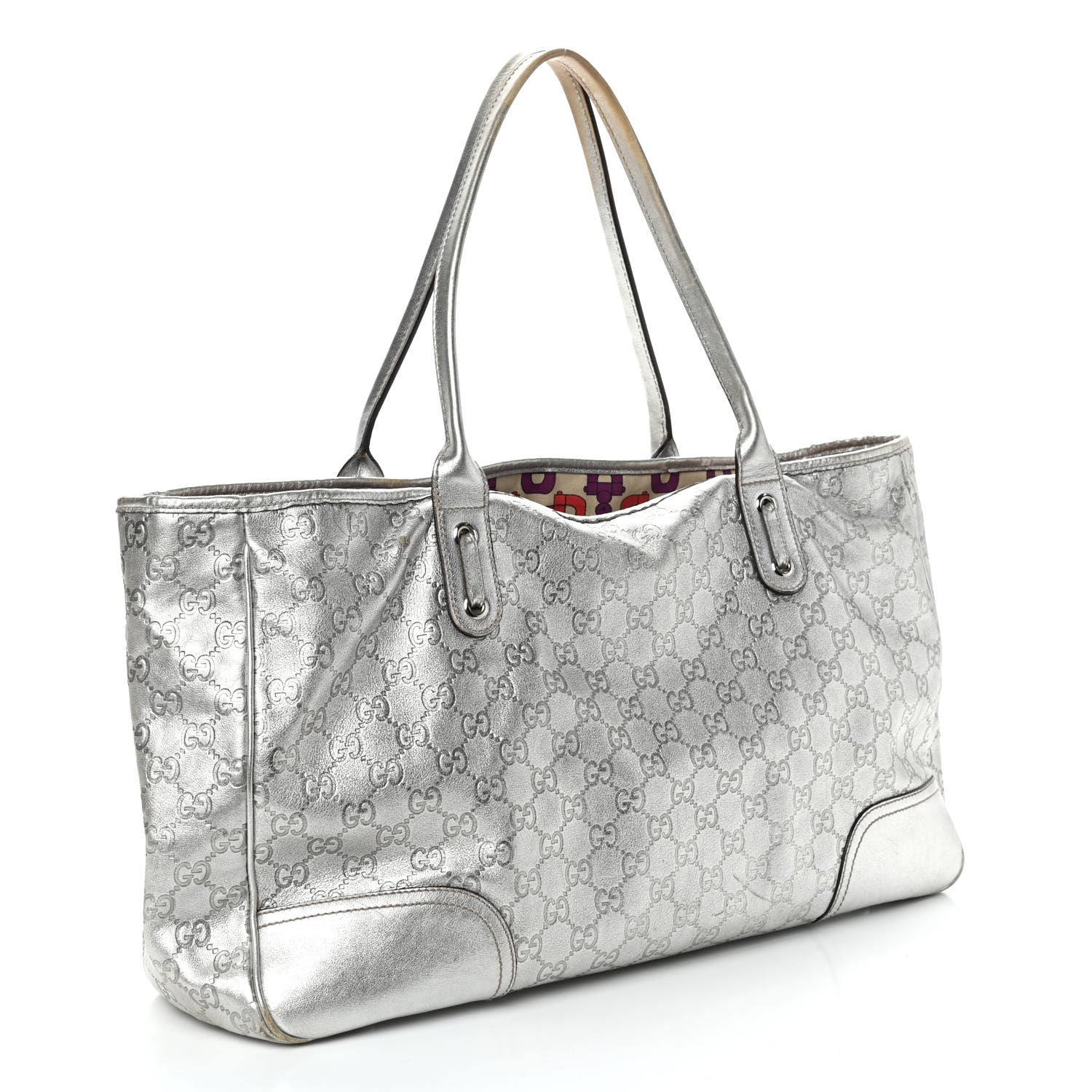 Gucci Metallic Guccissima Large Princy Tote Silver 2 of 14