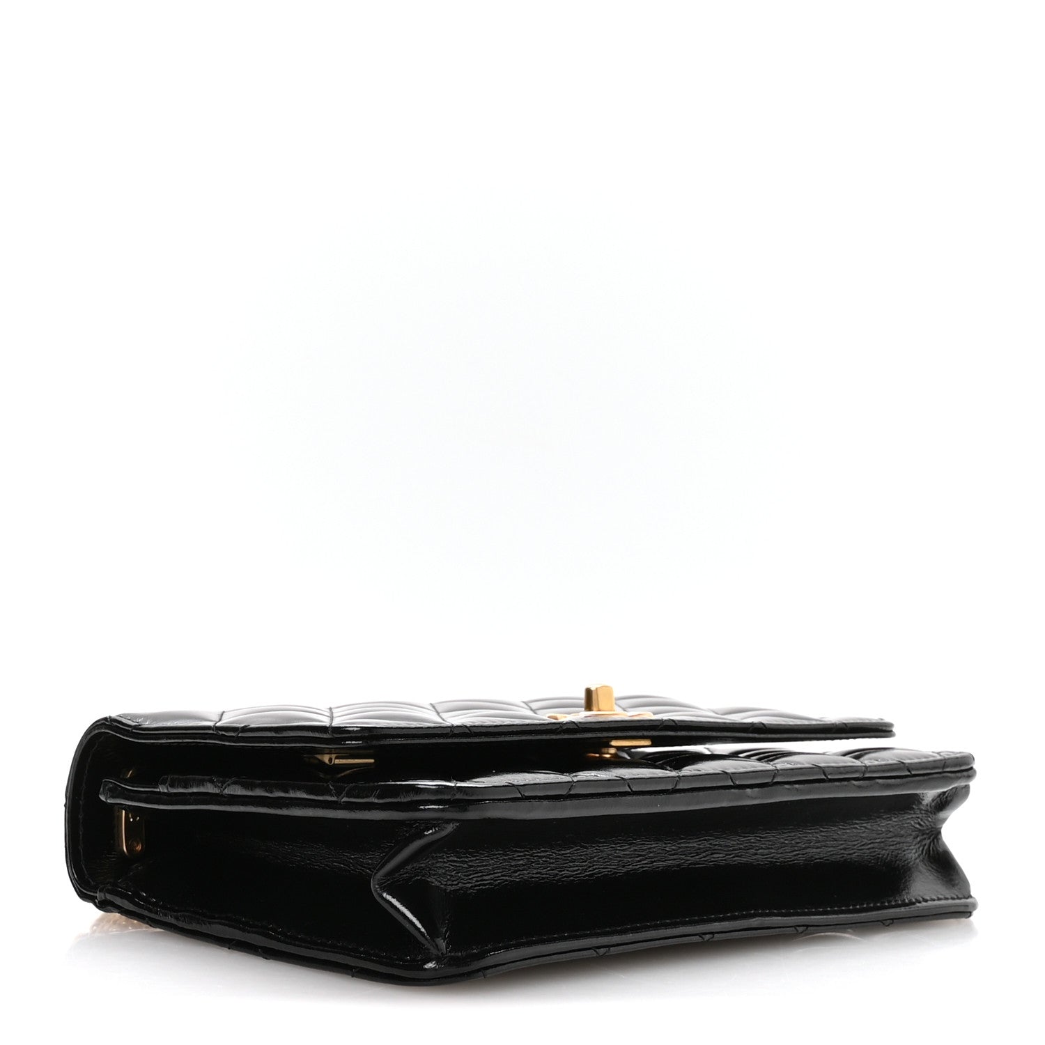 Chanel Shiny Crumpled Calfskin Quilted Precious Tie Wallet On Chain WOC Black 4 of 12