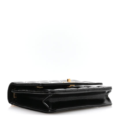 Chanel Shiny Crumpled Calfskin Quilted Precious Tie Wallet On Chain WOC Black 4 of 12
