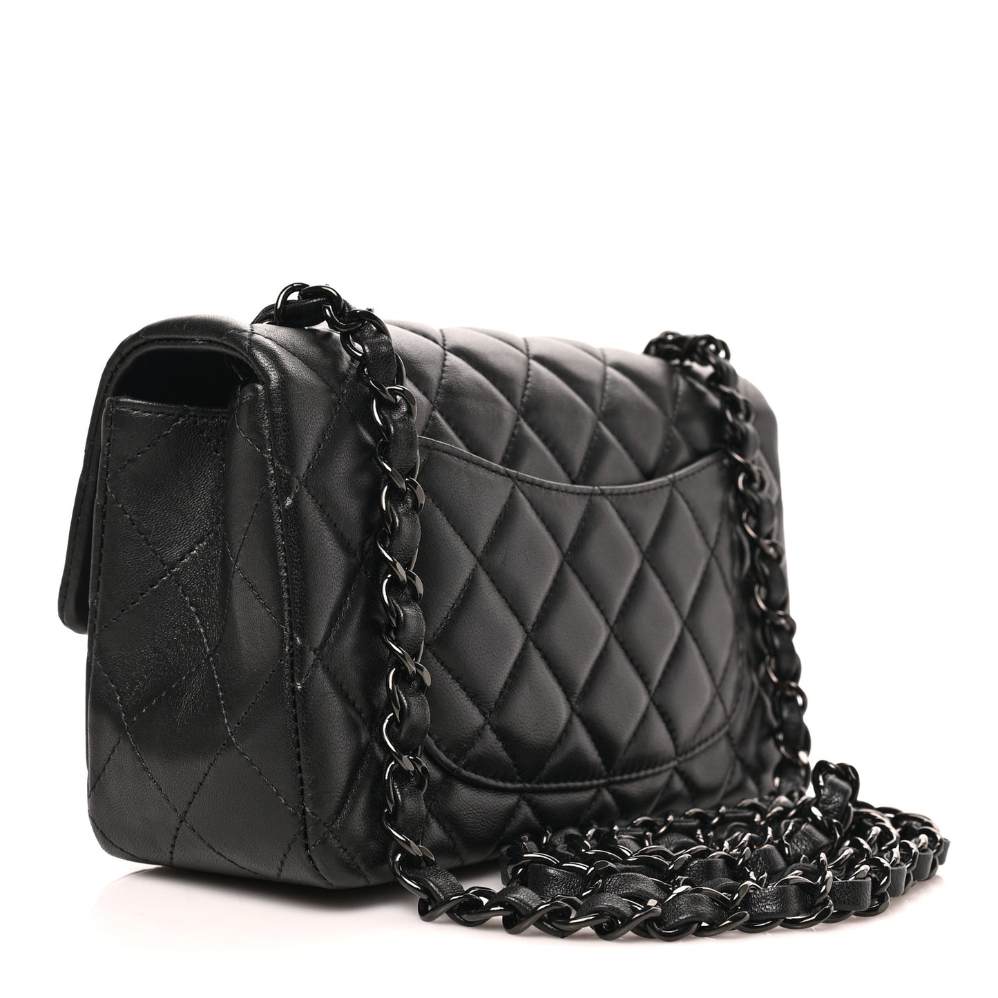 Lambskin Quilted Mini Rectangular Flap So Black