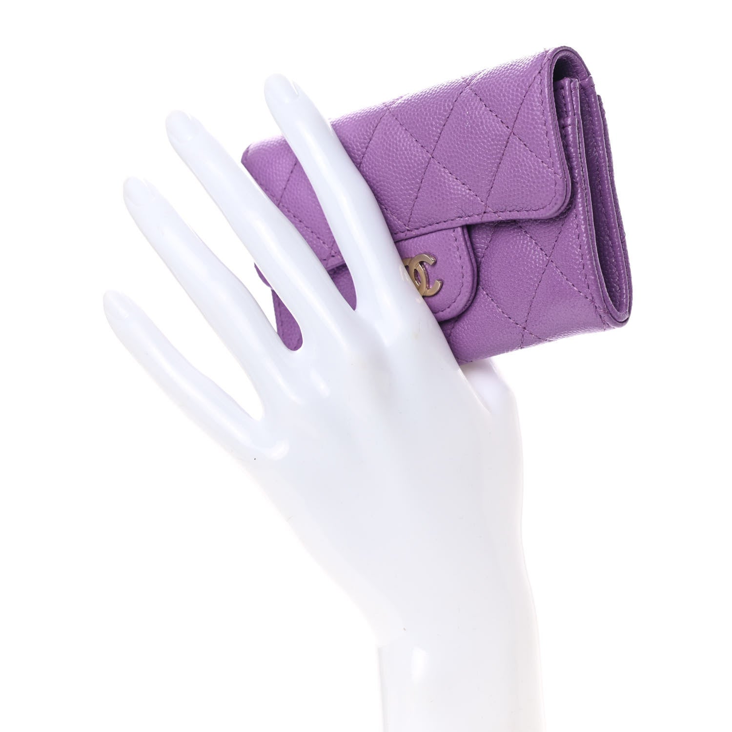 Chanel Caviar Quilted Flap Card Holder Wallet Purple 2 of 10
