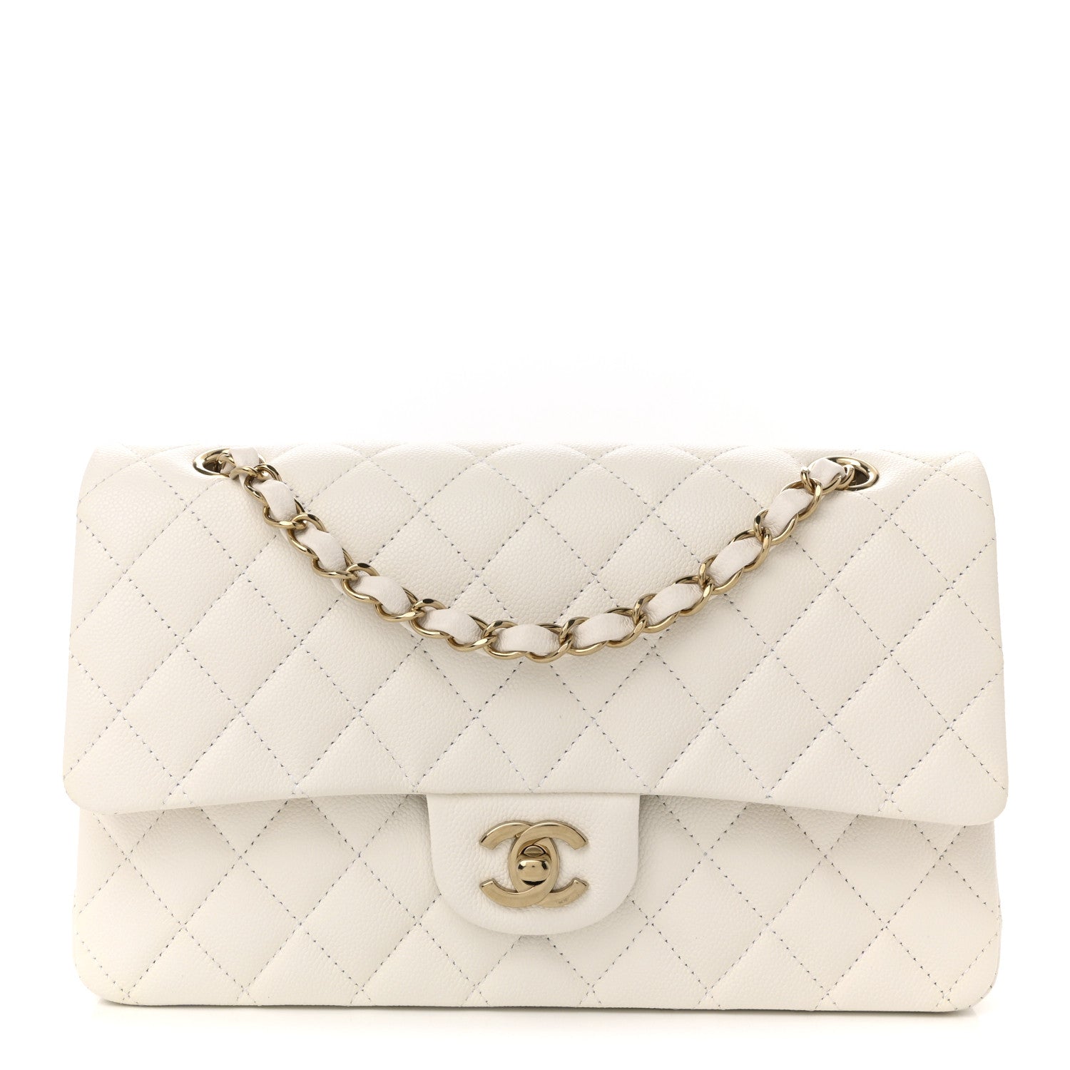 Chanel Caviar Quilted Medium Double Flap White 1 of 14