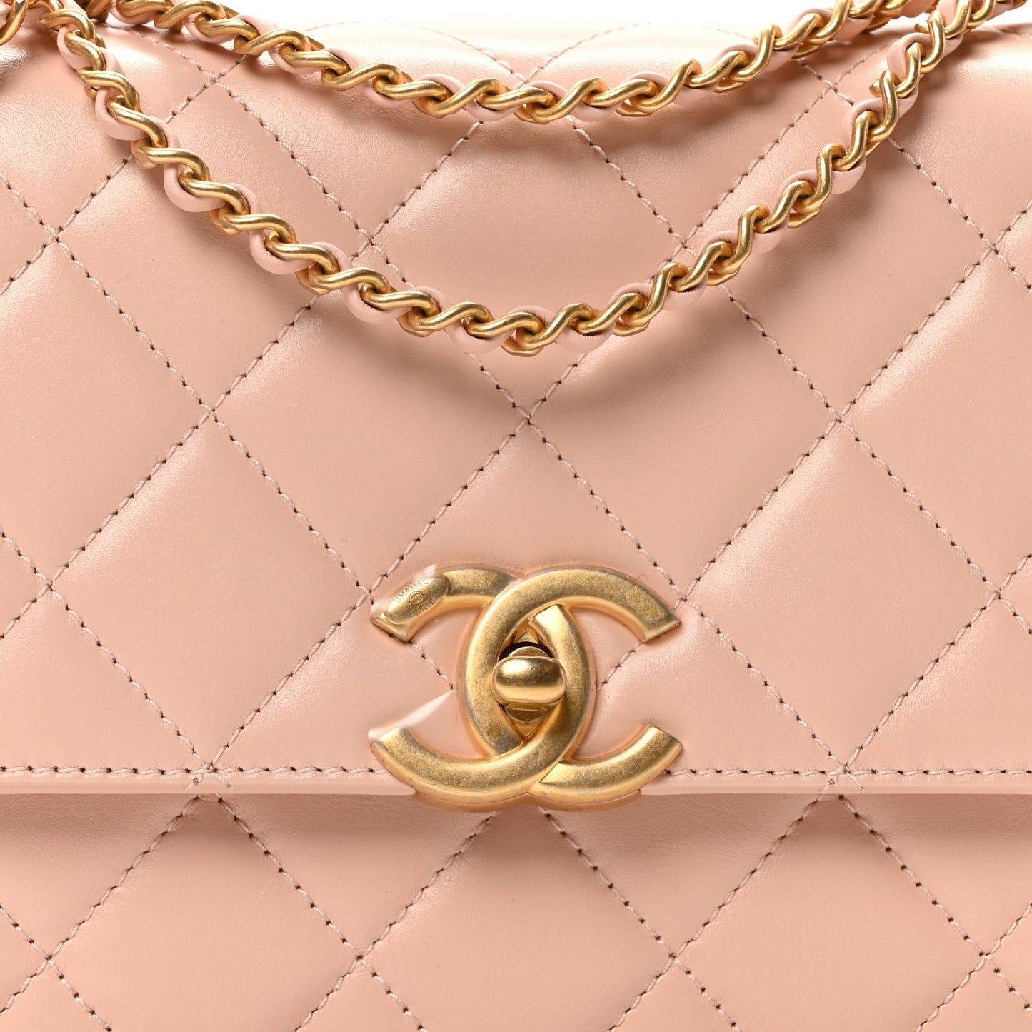 Calfskin Quilted Perfect Fit Flap Light Pink