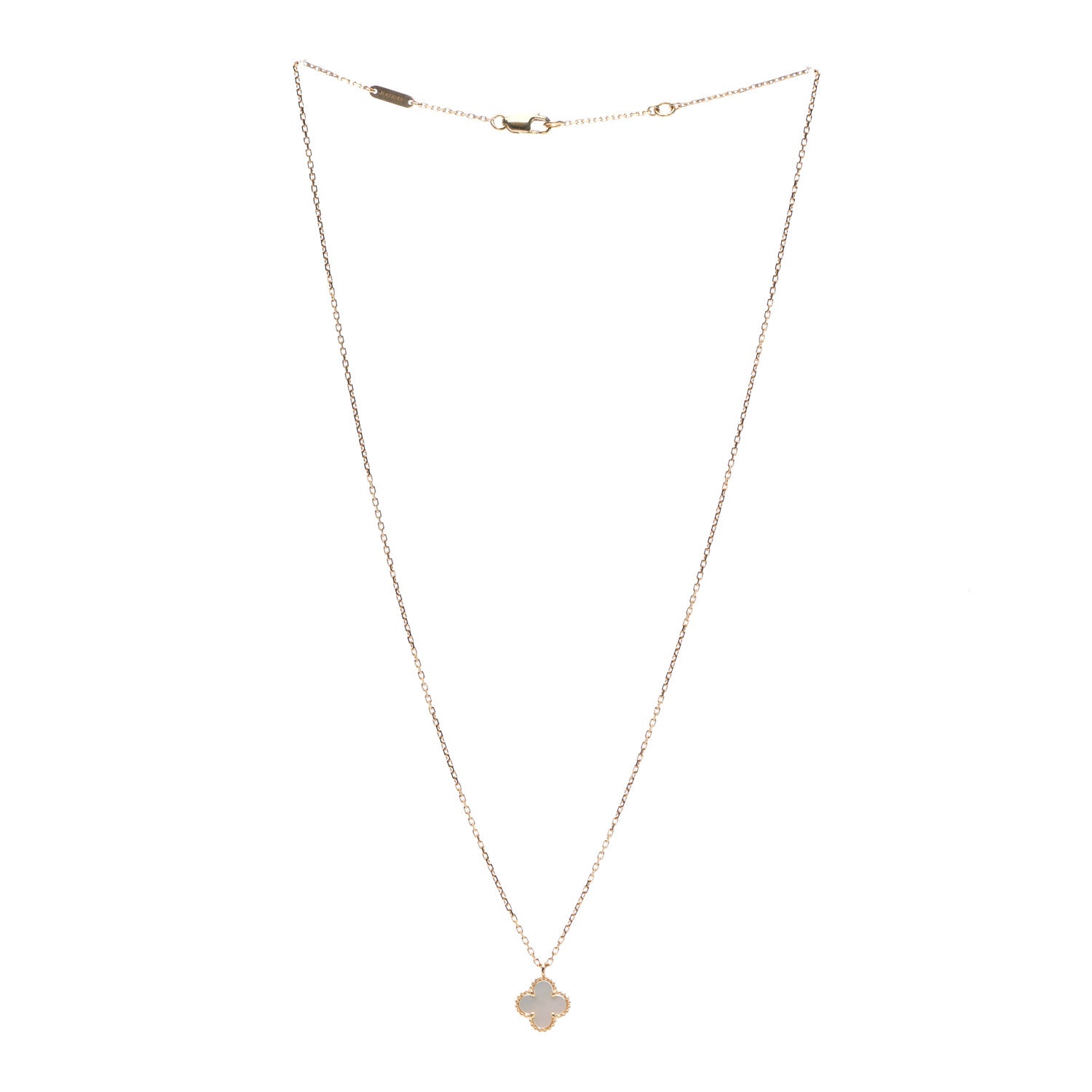 Van Cleef & Arpels 18K Yellow Gold Mother of Pearl Sweet Alhambra Pendant Necklace 3 of 7