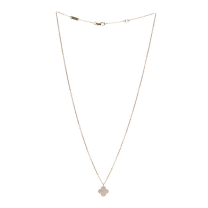 Van Cleef & Arpels 18K Yellow Gold Mother of Pearl Sweet Alhambra Pendant Necklace 3 of 7