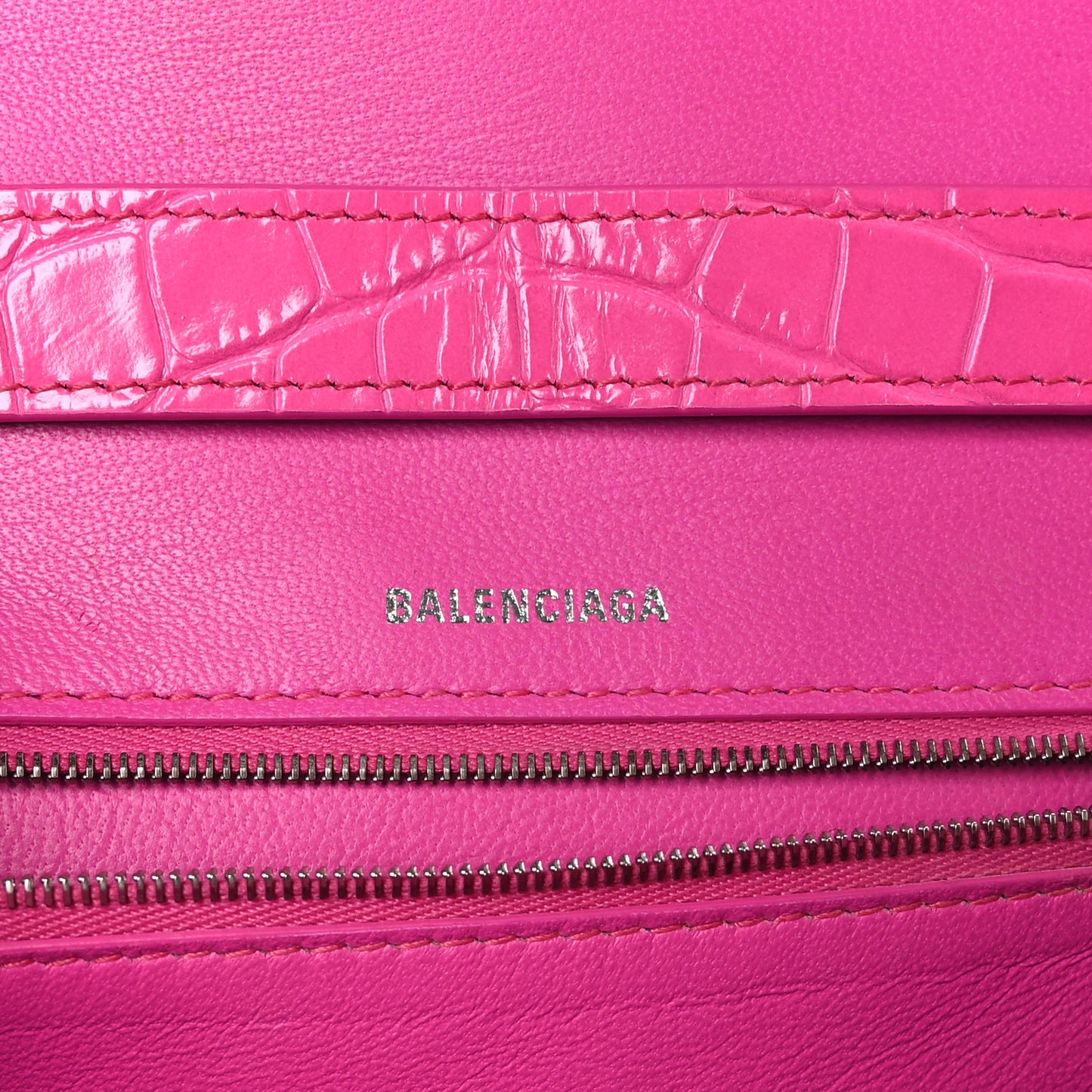 Shiny Calfskin Crocodile Embossed Small Hourglass Sling Shoulder Bag Fuchsia