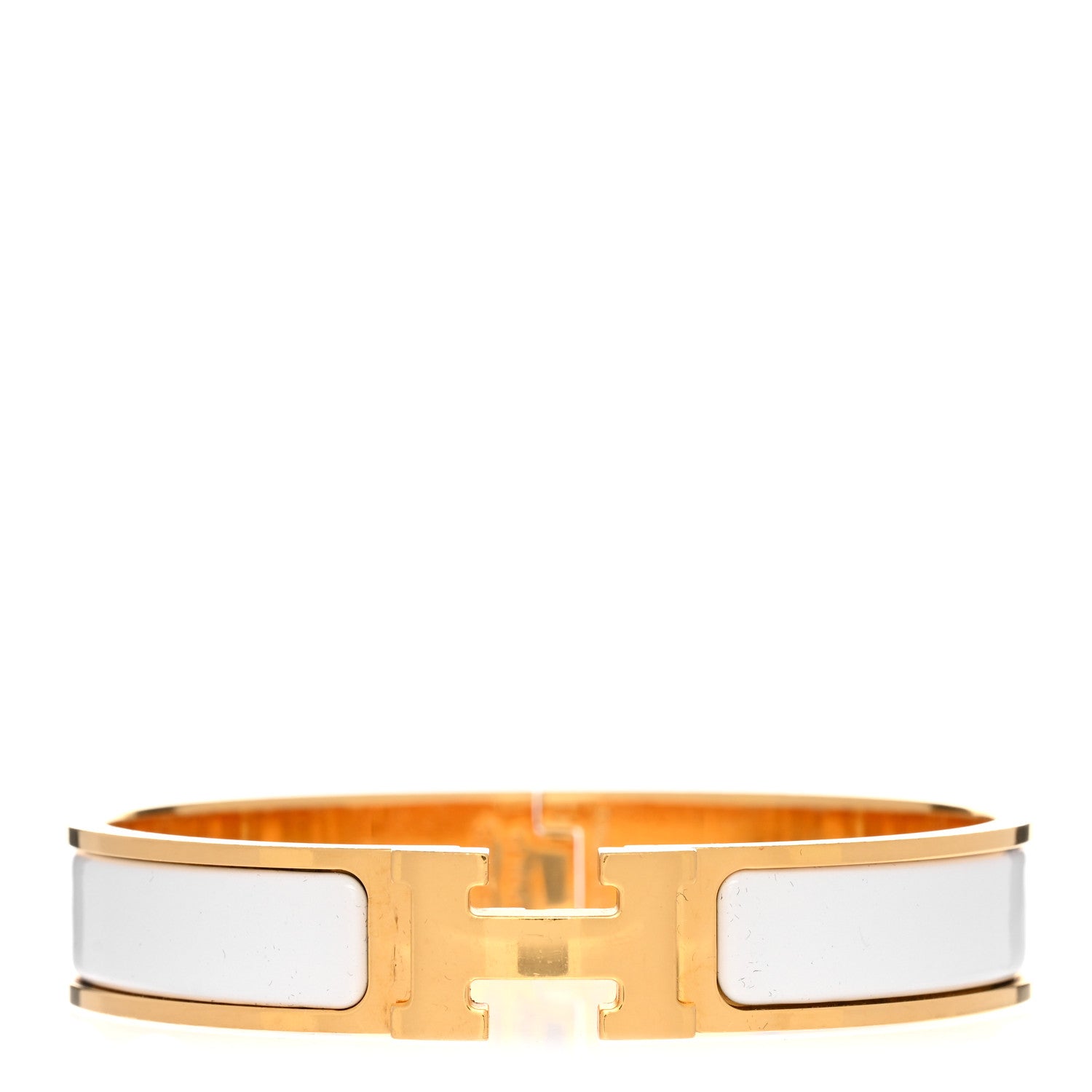 Hermes Enamel Narrow Clic Clac H Bracelet GM White 1 of 4