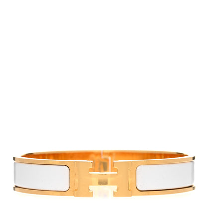 Hermes Enamel Narrow Clic Clac H Bracelet GM White 1 of 4