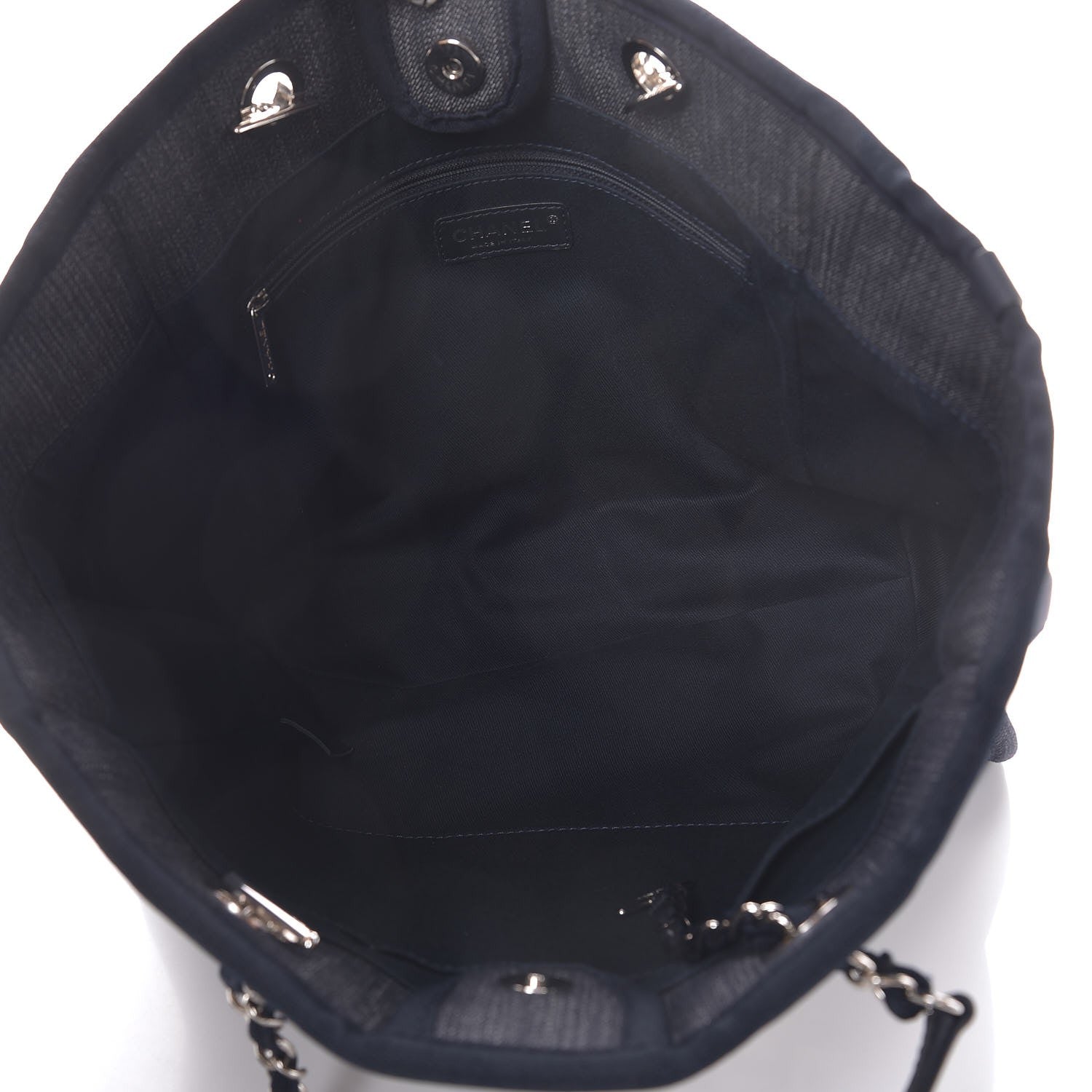 Chanel Denim Small Deauville Tote Dark Blue 7 of 8