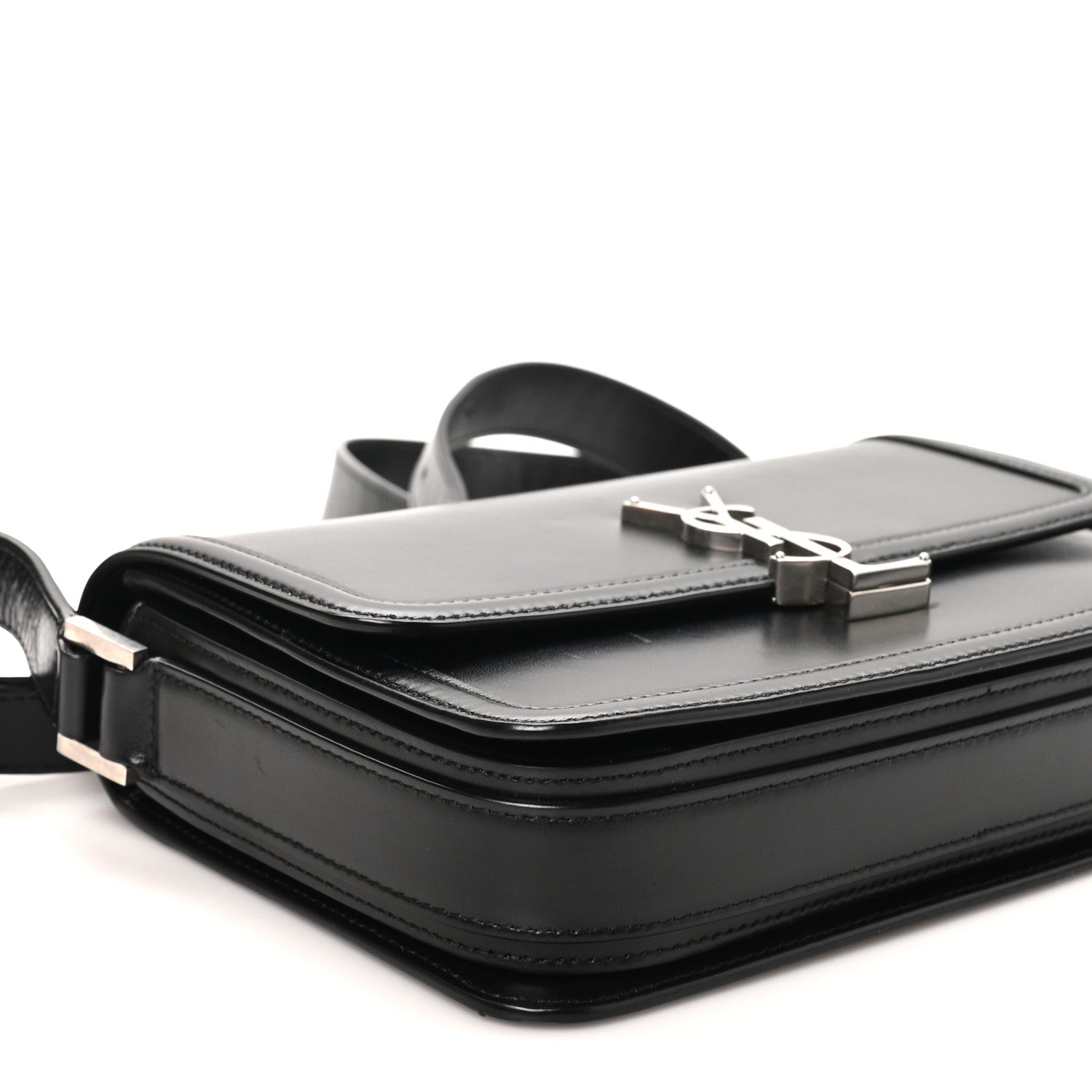 Saint Laurent Box Calfskin Monogram Medium Solferino Satchel Black 8 of 10
