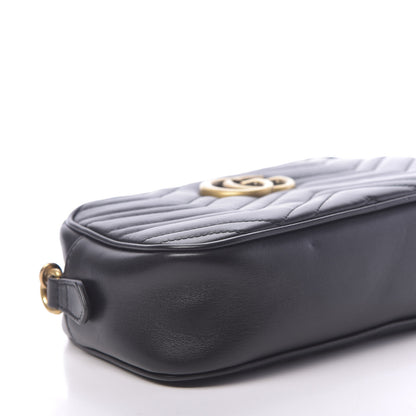 Gucci Calfskin Matelasse Small GG Marmont Chain Shoulder Bag Black 8 of 10