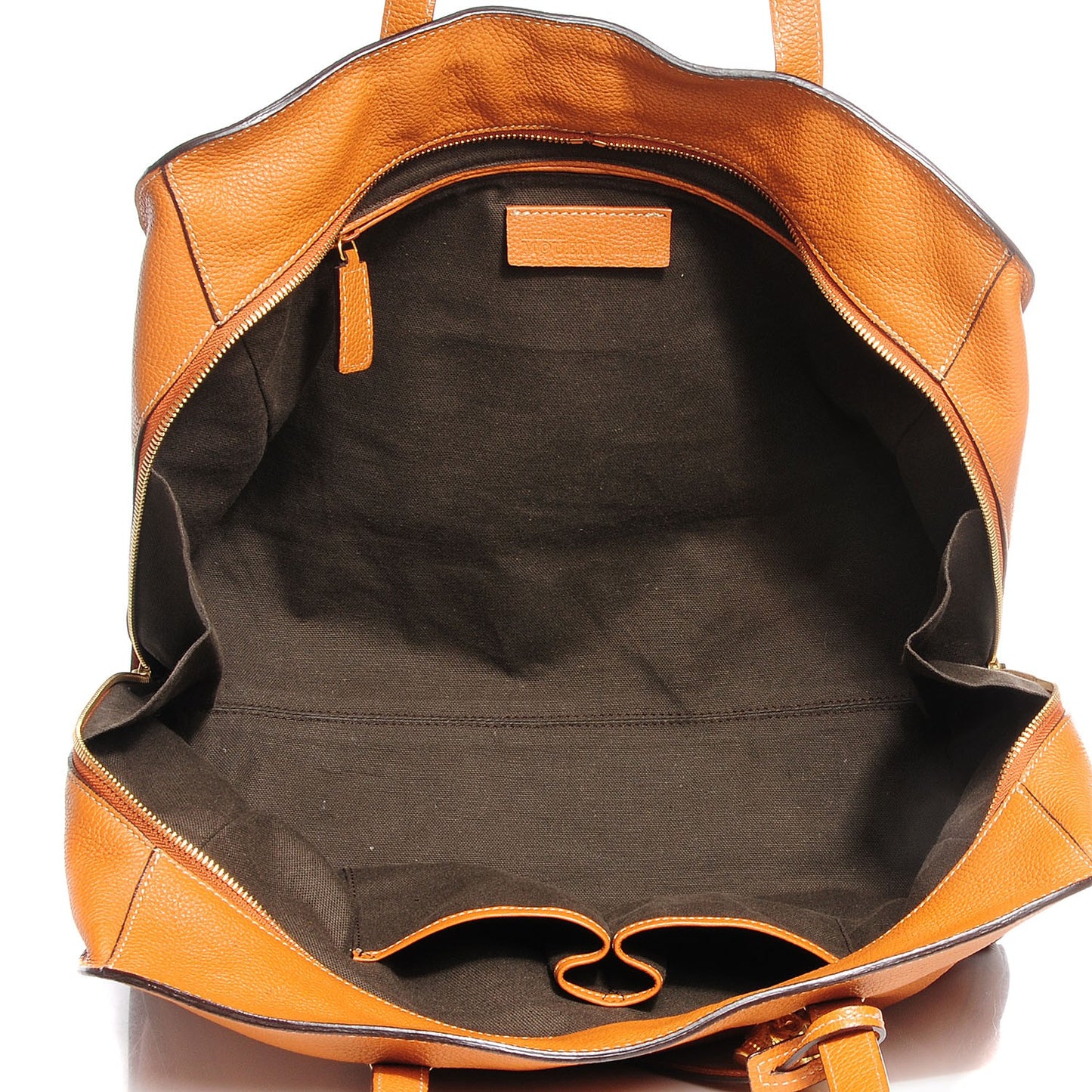Pebbled Calfskin Large Skull Padlock Zip Around Tote Camel