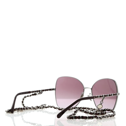 Chanel Metal Square Frame Chain Sunglasses 4274-Q Purple 5 of 9