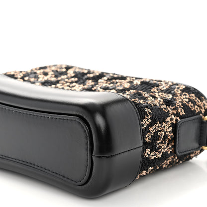 Chanel Sequin Calfskin Small Gabrielle Hobo Black Gold 9 of 9