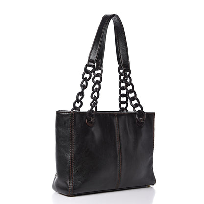 Chanel Calfskin Wood Chain Tote Black 3 of 15