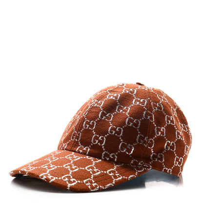 Gucci Canvas Lame GG Monogram Rush Baseball Hat M Burnt Orange Silver 1 of 9