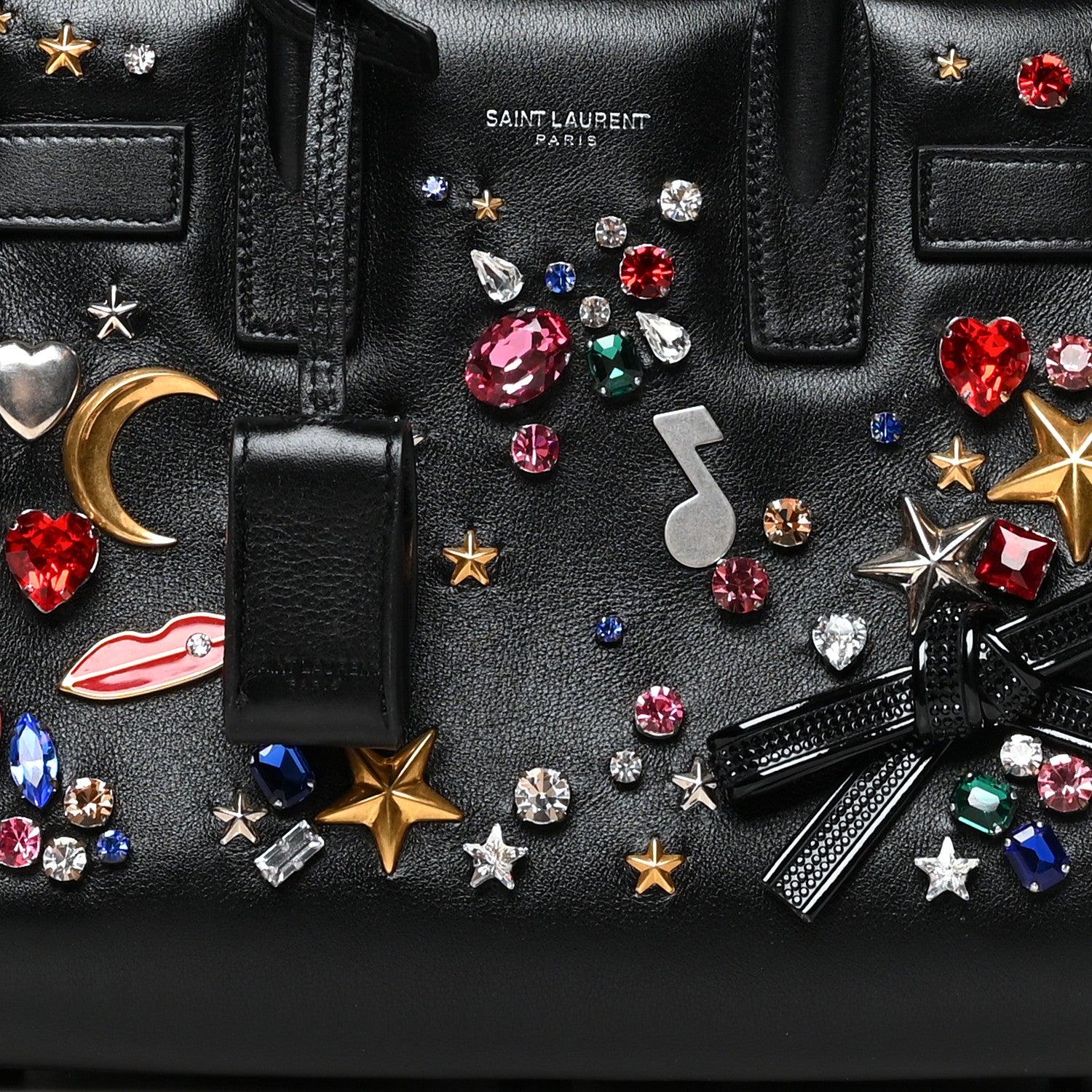Saint Laurent Calfskin Crystal Embellished Nano Sac de Jour Black 7 of 12