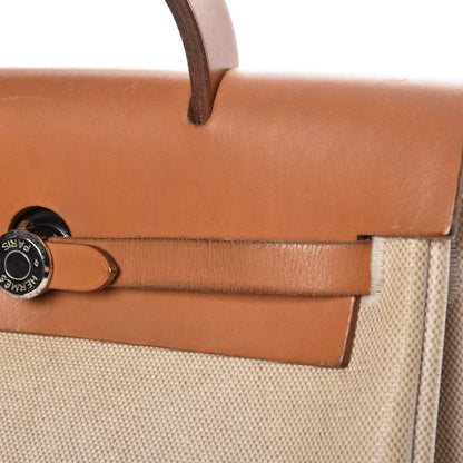 Hermes Toile Vache Calfskin Herbag 30 PM Backpack Natural 14 of 14